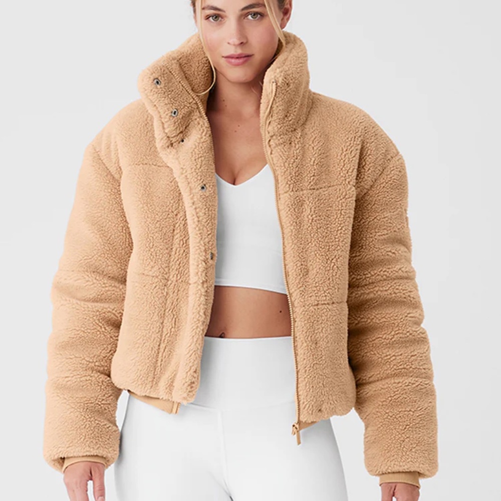 ALO Yoga Tan Fleece Puffer Jacket